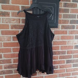 Torrid Black Lace Gauze Sleeveless Babydoll Top Size 2X